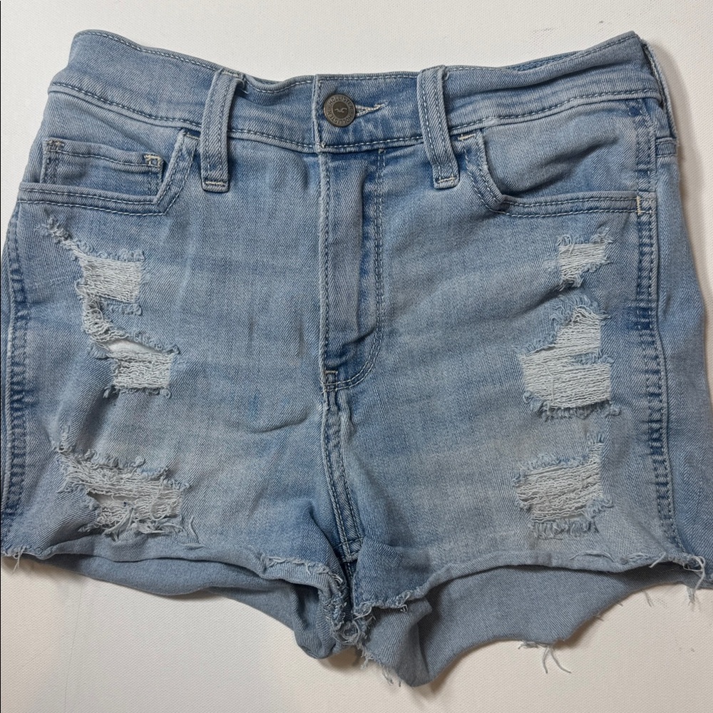 Hollister Light Blue Ripped Jean Shorts
